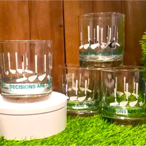 Golf Whiskey Glasses Set, Barware, Set of 2, Decisions are the Worst, NWT - Picture 6 of 8